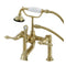 Aqua Vintage AE103T7 Three-Handle 2-Hole Deck Mount Clawfoot Tub Faucet with Hand Shower, Brushed Brass