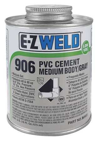 Cement, 8 Oz, Gray, PVC, Medium Body Gray