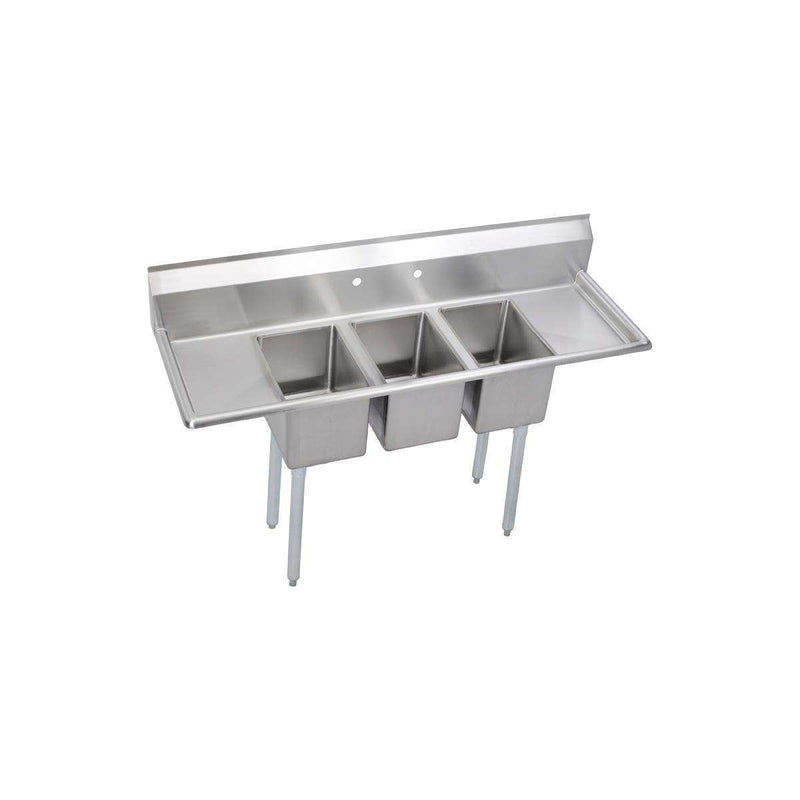 Elkay 3C12X16-2-12X 3 Comp. Sinks, 64X22 OA, 12X16X10 B, L