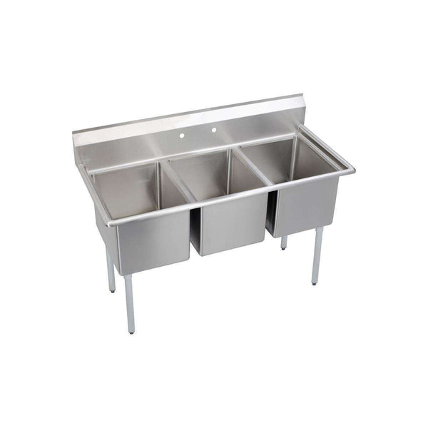 Elkay 3C18X18-0X 3 Comp. Sinks, 63X24 OA, 18X18X12 B, No