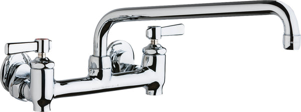 Chicago Faucets Sink Faucet, 8'' Wall W/ Stops 640-L12E35-369YAB