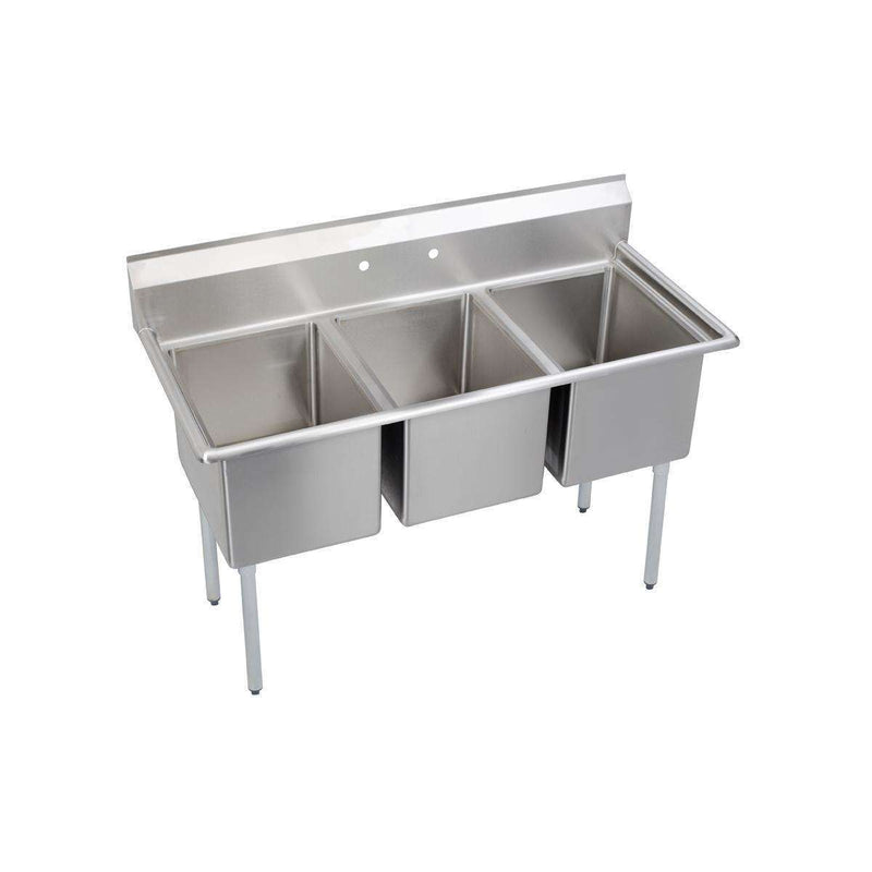 Elkay E3C16X20-0X 3 Comp. Sinks, 57X26 OA, 16X20X12 B, No