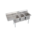 Elkay E3C16X20-L-18X 3 Comp. Sinks, 73X26 OA, 16X20X12 B, L