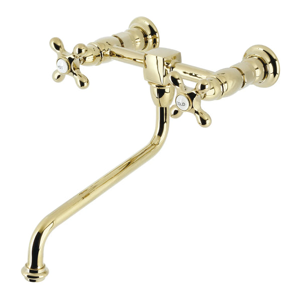 Kingston Brass KS1202AX Wall Mount Kitchen Faucet, Polished Brass