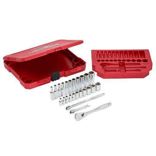 Milwaukee 1/4" Drive 26 Piece Ratchet & Socket Set - SAE