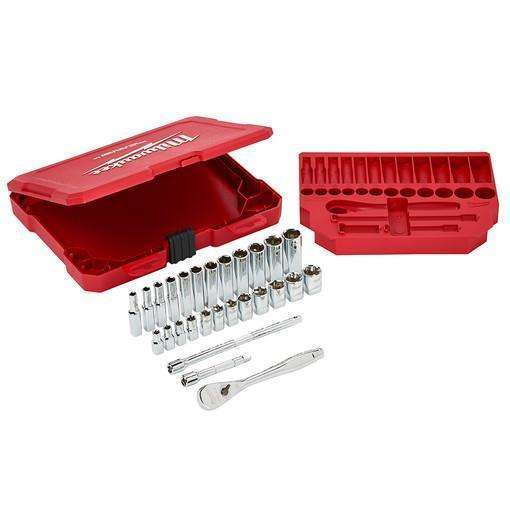 Milwaukee 1/4" Drive 28 Piece Ratchet & Socket Set - Metric