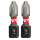 Milwaukee 48-32-4412 SHOCKWAVE 1" PH2 Impact Bit 2PK