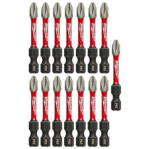 Milwaukee #2 Phillips Shockwave 2" Power Bit, 15 Pack