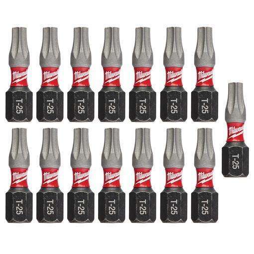 Milwaukee SHOCKWAVE 1" T25 Impact Bit 15PK TIC TAC