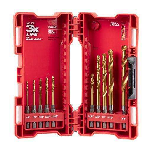 Milwaukee 10 Piece Titanium Shockwave Red Helix Bit Set