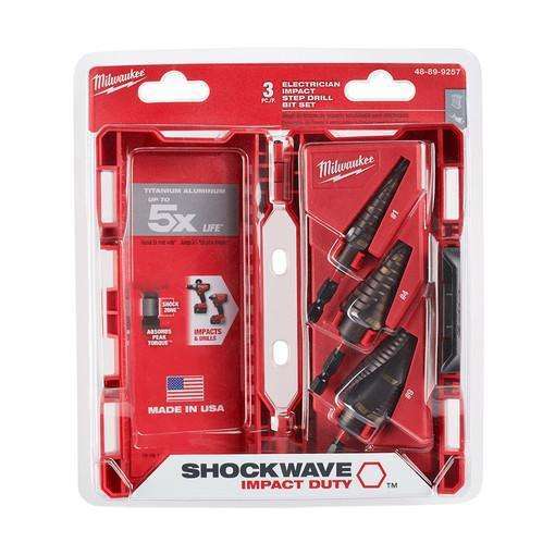 Milwaukee 48-89-9257 SHOCKWAVE Impact Duty Step Bit Electrician Set (#1, #4, #9)