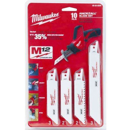 Milwaukee M12 Hackzall Blade 10-Piece General Purpose Set