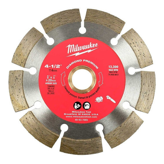 Milwaukee 49-93-7005 4 1/2" Diamond Premium Segmented Saw Blade