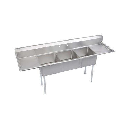 Elkay 3C18X18-2-24X 3 Comp. Sinks, 106X30 OA, 18X18X12 B, L