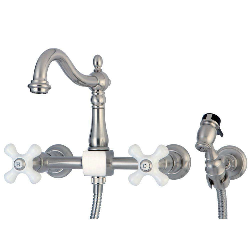 Kingston KS1268PXBS 8" Centerset Wall Mount Kitchen Faucet