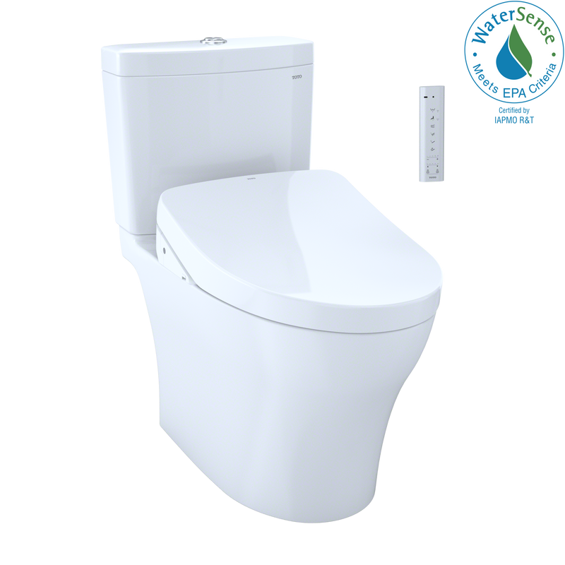 TOTO WASHLET Aquia IV 1G Two-Piece Elongated Dual Flush 1.0 and 0.8 GPF Toilet and Contemporary WASHLET S500e Bidet Seat, Cotton White MW4463046CUMG