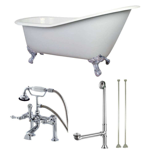 Kingston KCT7D653129C1 62" Cast Iron Clawfoot Tub W/ Faucet