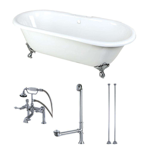 Kingston KCT7D663013C1 66" Cast Iron Clawfoot Tub W/ Faucet