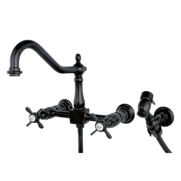 Kingston KS1245BEXBS 8" Centerset Wall Mount Kitchen Faucet