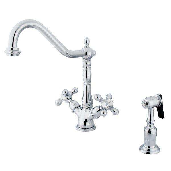 Kingston KS1231AXBS Heritage Deck Mount Kitchen Faucet W/