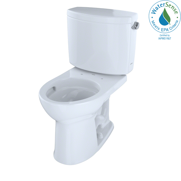 TOTO Drake II Two-Piece Round 1.28 GPF Universal Height Toilet with CeFiONtect and Right-Hand Trip Lever, Cotton White CST453CEFRG#01