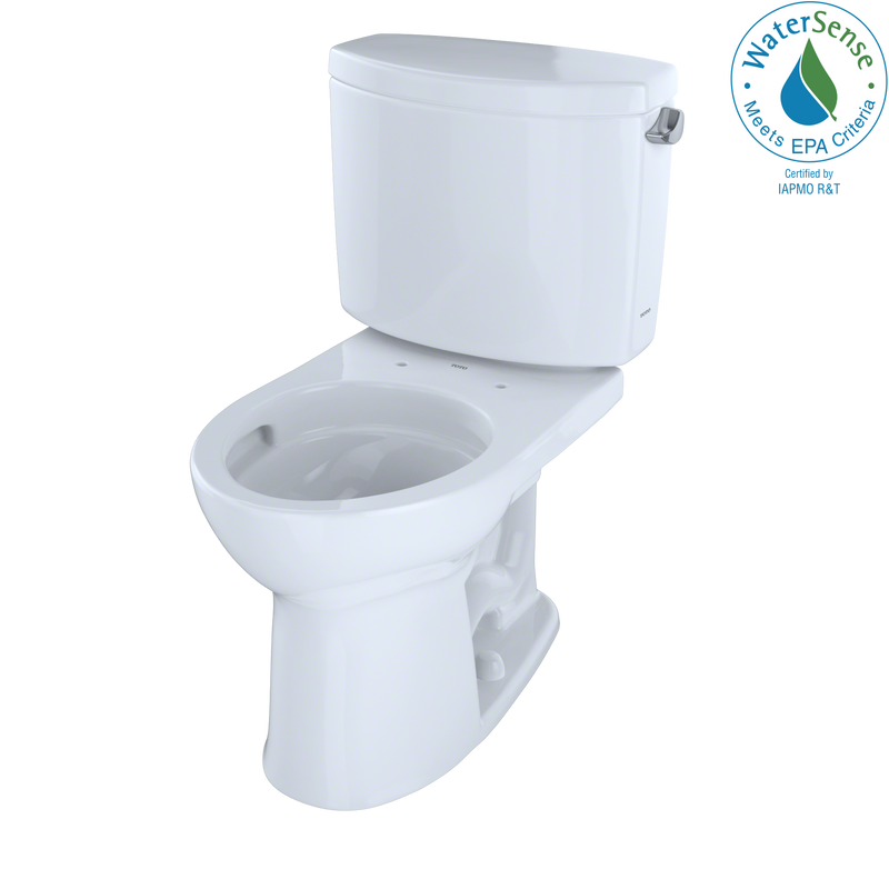 TOTO Drake II Two-Piece Round 1.28 GPF Universal Height Toilet with CeFiONtect and Right-Hand Trip Lever, Cotton White CST453CEFRG