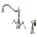 Kingston KS1238PLBS Heritage 2-Hnd Kitchen Faucet W/ Sp