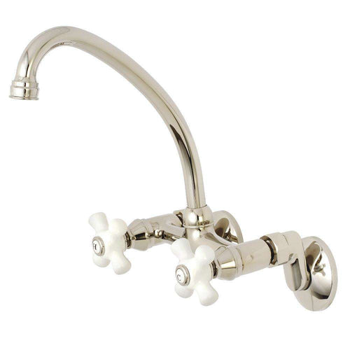 Kingston KS614PN 2-Hnd Wall Mount Kitchen Faucet Nickel