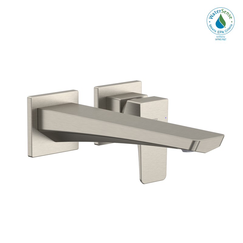 TOTO GE 1.2 GPM Wall-Mount Single-Handle Long Bathroom Faucet with COMFORT GLIDE Technology, Brushed Nickel TLG07308U