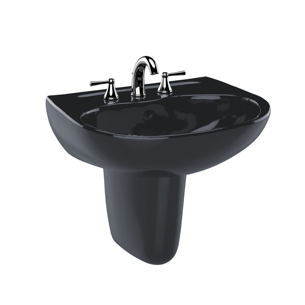 TOTO Supreme Oval Wall-Mount Bathroom Sink and Shroud for 4 Inch Center Faucets, Ebony LHT241.4#51