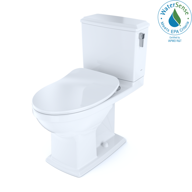 TOTO Connelly Two-Piece Elongated Dual Flush 1.28 and 0.9 GPF with CEFIONTECT and Right Lever, WASHLET Ready, Cotton White MS494234CEMFRG