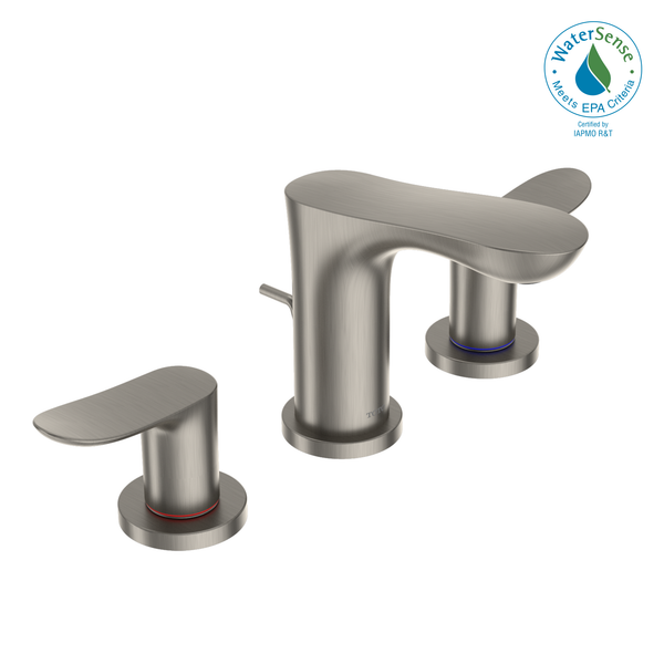 TOTO GO Two Handle Widespread 1.2 GPM Bathroom Sink Faucet, Brushed Nickel TLG01201U#BN