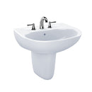 TOTO Supreme Oval Wall-Mount Bathroom Sink with CeFiONtect and Shroud for 8 Inch Center Faucets, Cotton White LHT241.8G