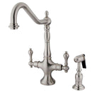 Kingston KS1778ALBS Heritage 2-Hnd Kitchen Faucet W/ Sp