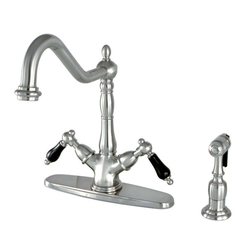 Kingston KS1238PKLBS 8" Centerset Deck Mount Kitchen Faucet