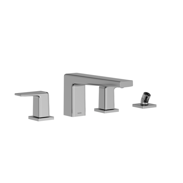 TOTO GB Two-Handle Deck-Mount Roman Tub Filler Trim with Handshower, Polished Chrome TBG10202U#CP