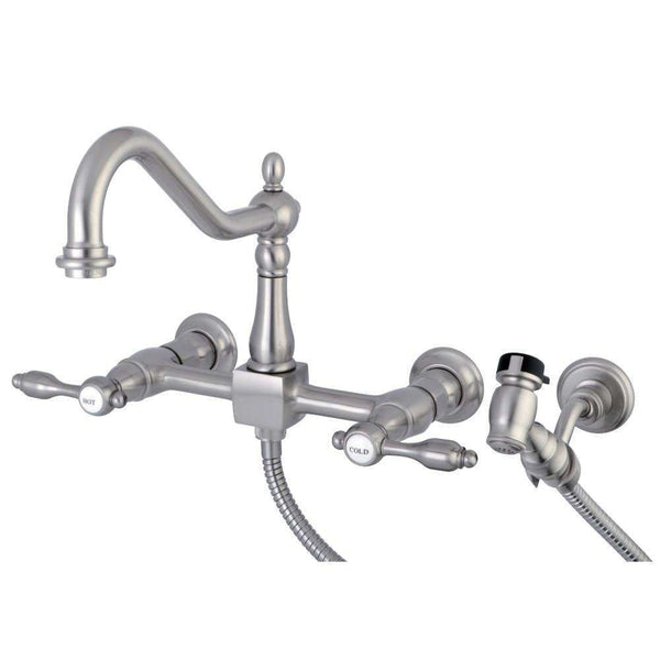 Kingston KS1248TALBS 8" Centerset Wall Mount Kitchen Faucet