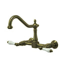 Kingston KS1243PL Heritage 8 in. Wall Mount Kitchen Faucet,