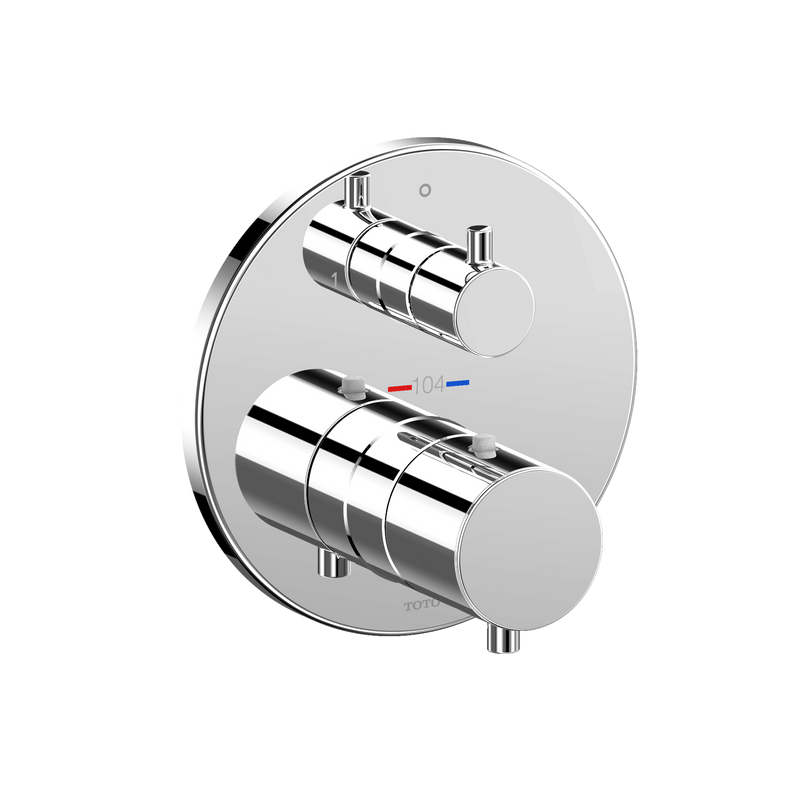TOTO Round Thermostatic Mixing Valve with Two-Way Diverter Shower Trim, Polished Chrome TBV01408U
