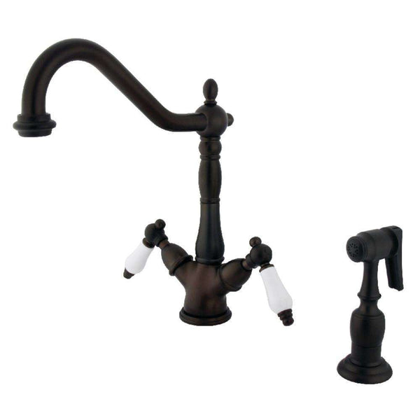 Kingston KS1235PLBS Heritage 2-Hnd Kitchen Faucet W/ Sp