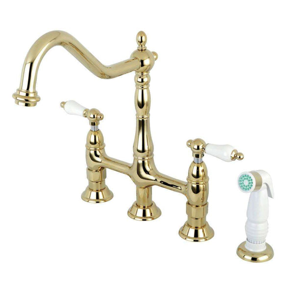 Kingston Brass KS1272PL Heritage Kitchen Bridge Faucet