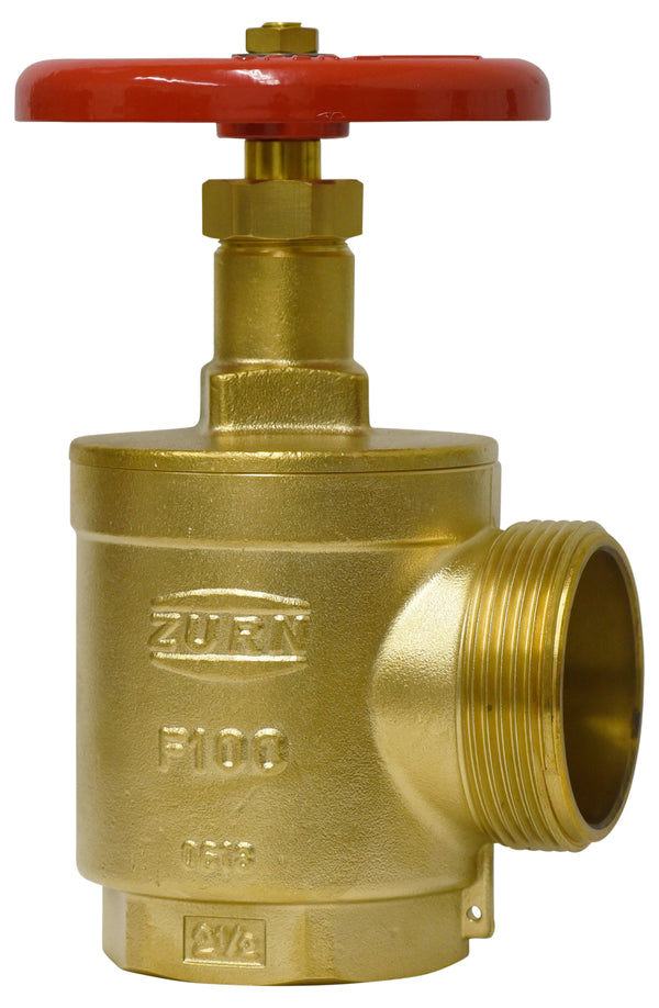 Zurn 2-1/2" Fire Hose Valve, Angle Body, Brass, FNPT x NH 212-F100