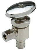 Zurn Crimp XL Brass Angle Stop Valve - 1/2-Inch Barb x 1/4-Inch OD Compression, 1/4 Turn, Chrome QQTV40GX