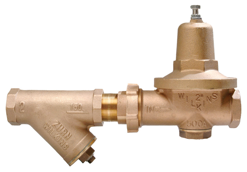 Zurn 1-1/2" Pressure Reducing Valve with Strainer with bronze strainer 112-500XLYSBR