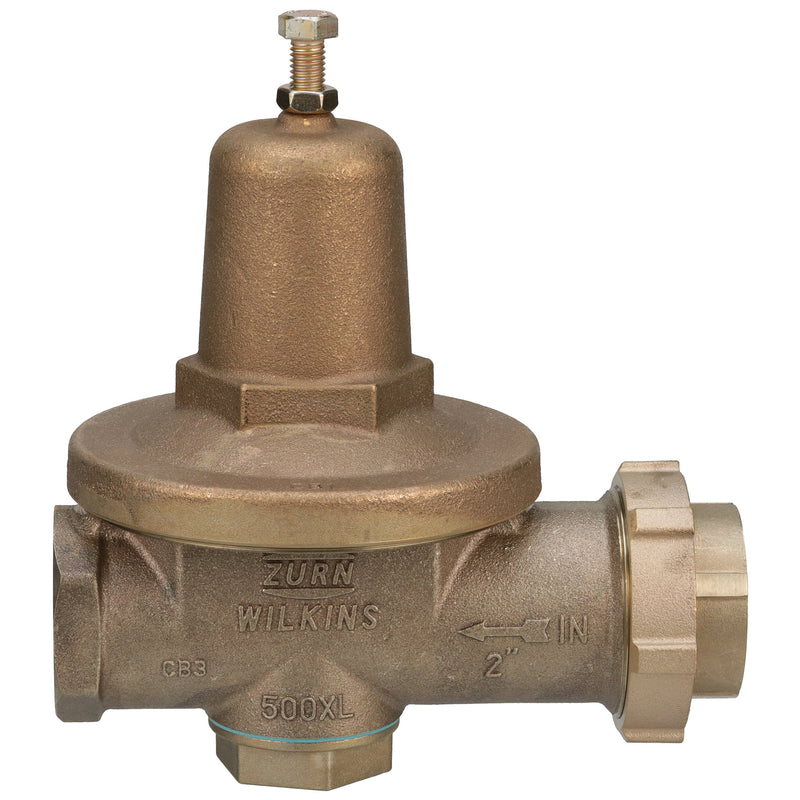 Zurn 2" 500XL Water Pressure Reducing Valve with a spring range from 75 PSI to 125 PSI, factory set at 85 PSI 2-500XLHR