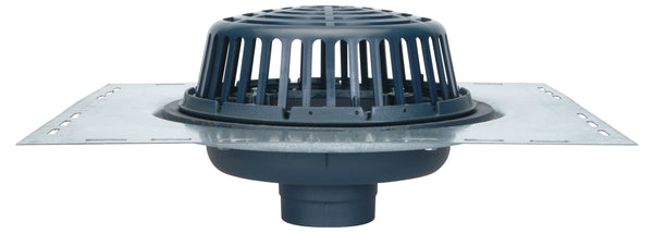 Zurn Z100 15" Dia Roof Drain, 4" No-Hub, with Poly-Dome, and Top-Set Deck Plate Z100-4NH-DP