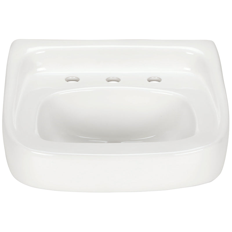 Zurn 20x18 Wall-Mount Sink/Lavatory, 8" Centers, White Vitreous China Z5348