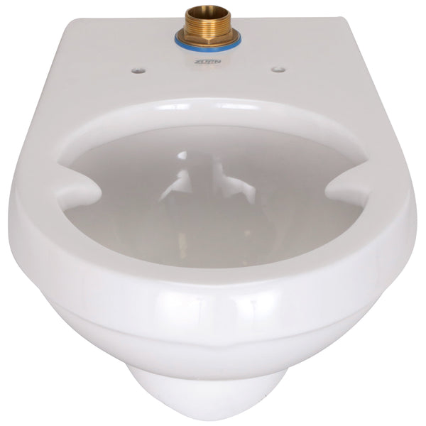 Zurn Wall-Hung Siphon-Jet Toilet Bowl, Elongated, Top Spud, ZurnSHIELD Bedpan Lugs, White Vitreous China Z5616-BWL