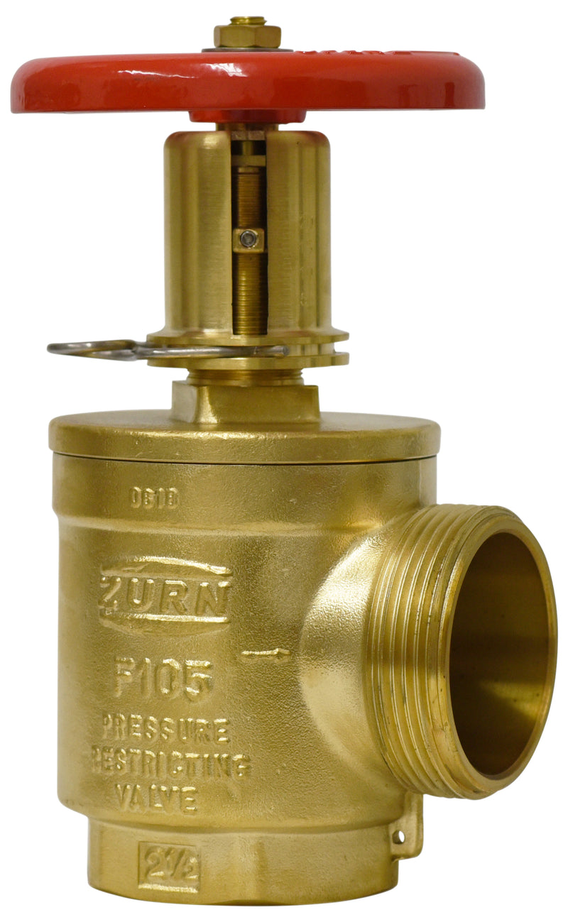 Zurn 2-1/2" Restricting Fire Hose Valve, Angle Body, Brass, FNPT x NH 212-F105