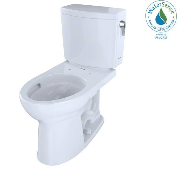 TOTO Drake II 1G Two-Piece Elongated 1.0 GPF Universal Height Toilet with CeFiONtect and Right-Hand Trip Lever, Cotton White CST454CUFRG#01